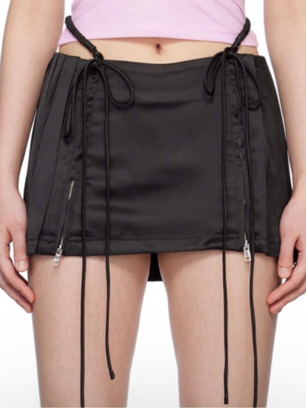 No Brand Black Pleated Mini Skirt with Subtle Shine